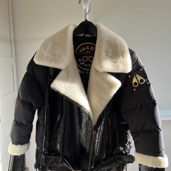 Moose Knuckles Churchbridge ShearlingTrim Down Moto Jacket NEW NO TAGS sizeSmall - Picture 2 of 16